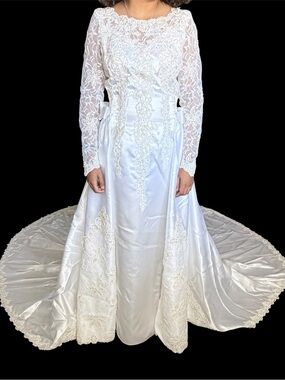 Vintage Amy Lee by Hilton 2pcs Wedding Dress Mermaid with Train Size 6